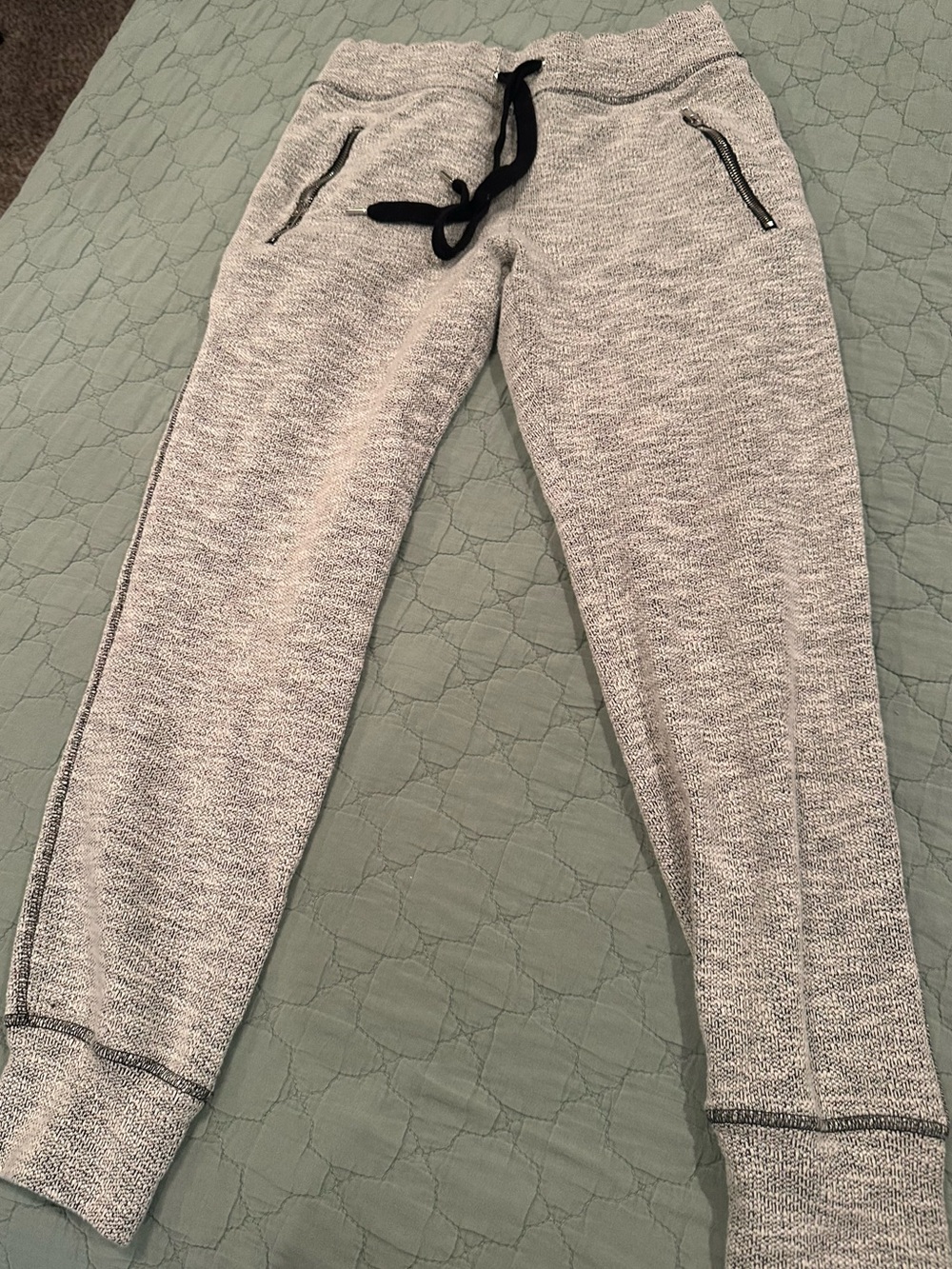 GreenTea Heather Light Gray Jogger with Black Drawstring